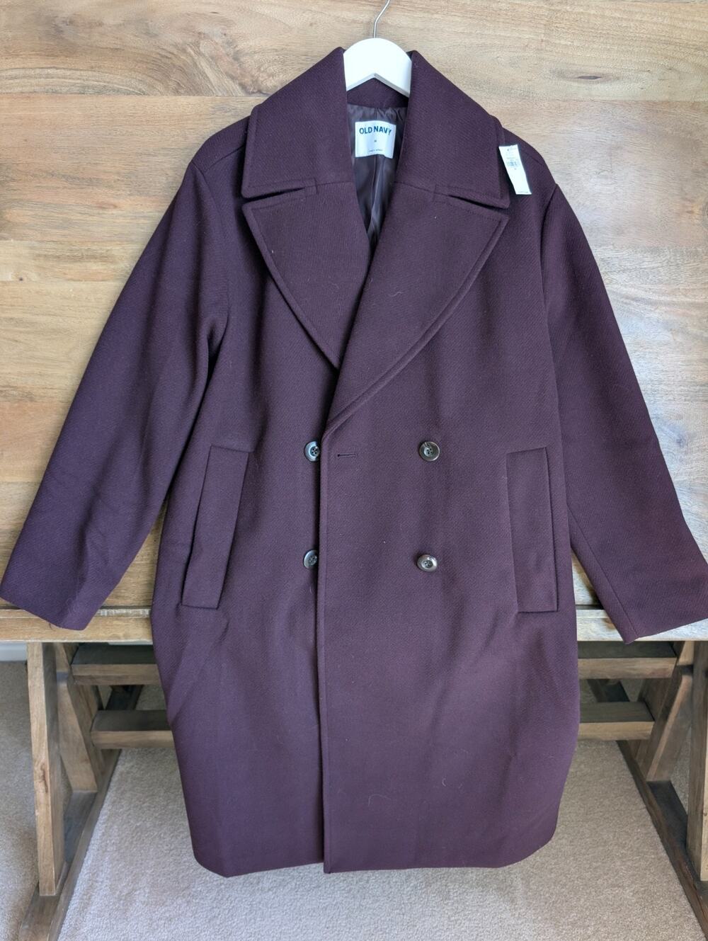 Old Navy 790478 Oversized Overcoat Womens M Boxwood Burgundy NWT